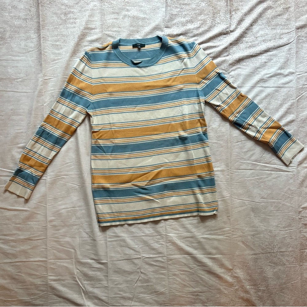 Fate Striped Sweater in Blue and Tan